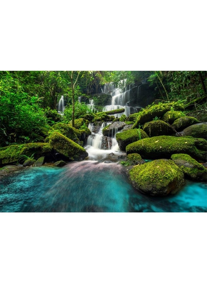 AWERT 30x18 inches Waterfall Terrarium Background Tropical Rainforest Aquarium Background Mountain Lake Green Tree Reptile Habitat Background Durable Polyester Background - Image 1
